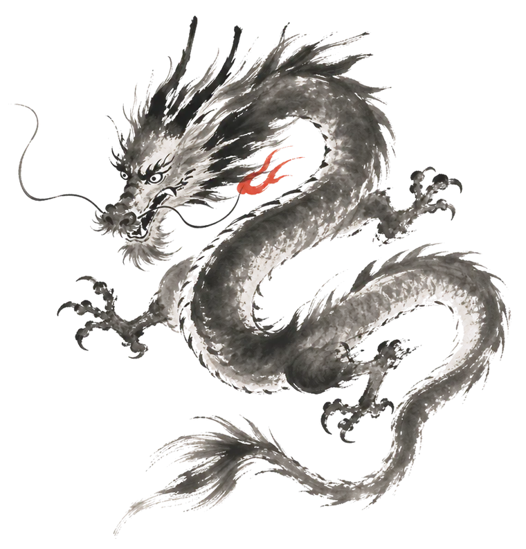 The Dragon painted in ink wash