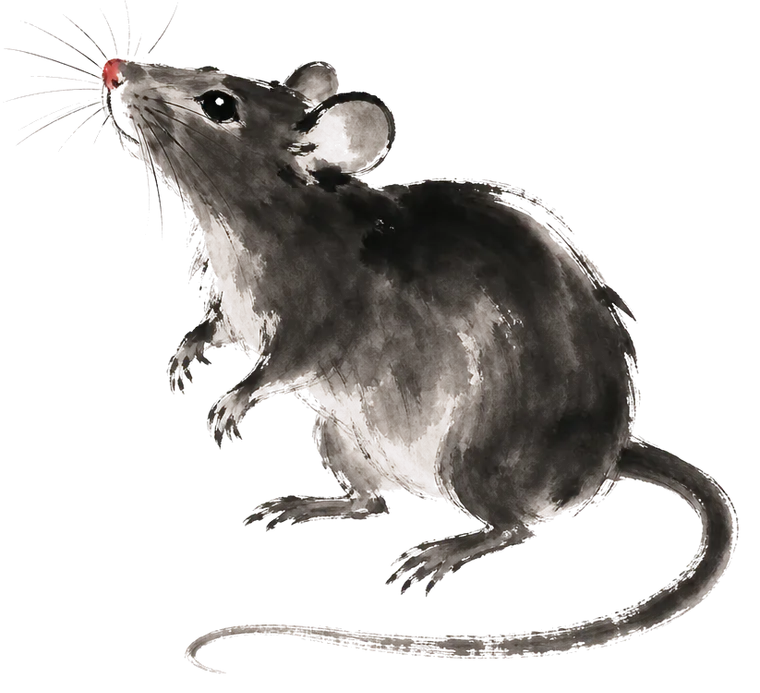 The Rat painted in ink wash