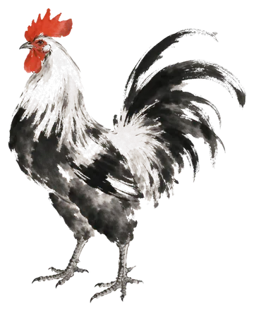 The Rooster in ink